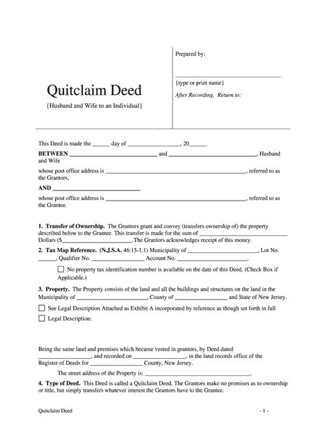 Quitclaim Deed Nj Fill And Sign Printable Template Online Us Legal Forms