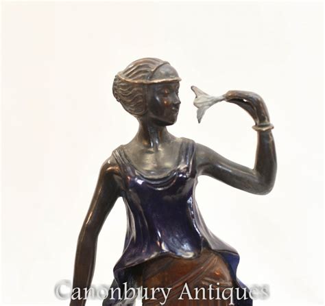 Art Deco Bronze Dancer Statue 1920s Flapper