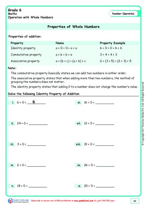 Properties Of Numbers Free Worksheets