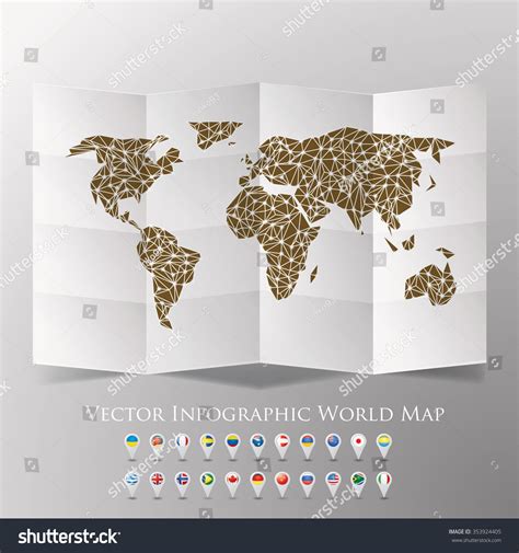 Vector World Map National Flags Stock Vector (Royalty Free) 353924405 ...