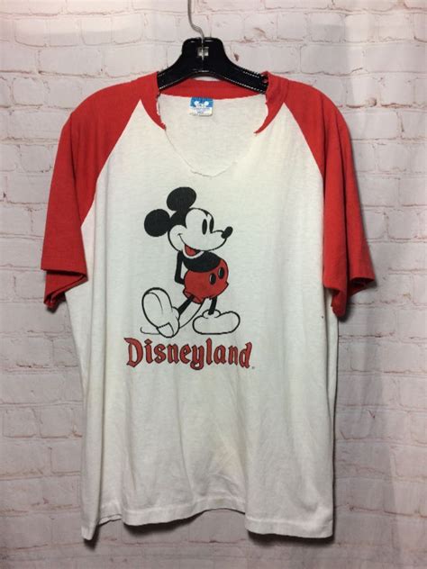 T Shirt Mickey Mouse Disneyland Cut Out V Neck Boardwalk Vintage