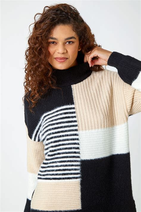 Multi Colour Block Stripe Stretch Jumper Roman Uk