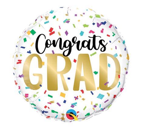 Congrats Grad Color Confetti Mylar Party Balloon Inflated Balloon