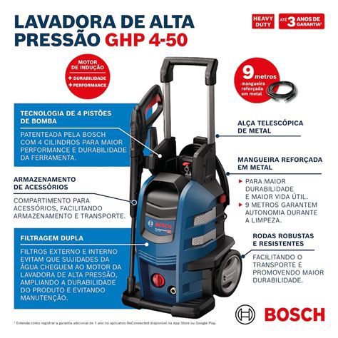 Lavadora Alta Pressão 2500PSI 2200W 220V GHP 4-50 Bosch