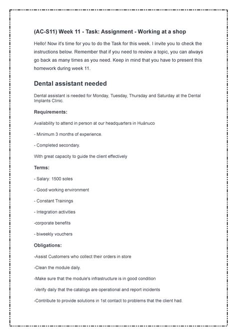 AC S11 Week 11 Task Assignment Working At A Shop AC S11 Week 11