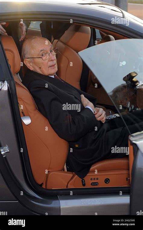 Italian President Giorgio Napolitano visiting the Ferrari Building in Maranello, Italy Stock ...