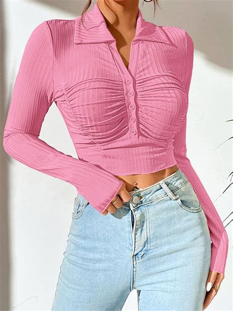 Shein Sxy Camiseta Cortada Tubo O Frontal Fashion Outfits Pink