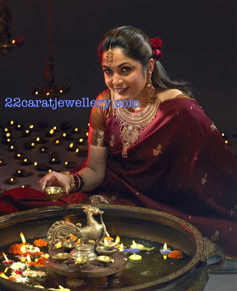 Ramya Krishna Displaying Gold Longchainharam Designs Jewellery Designs