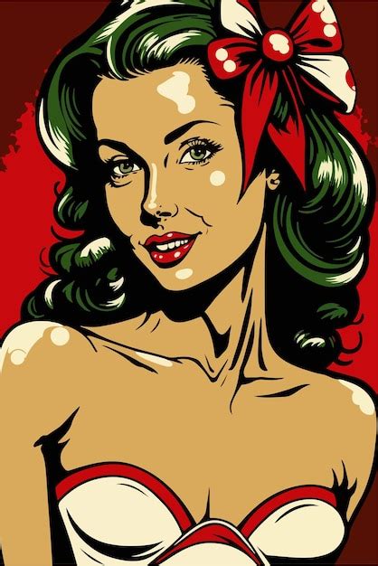 Premium Vector Sexy Pop Art Santa Girl Pin Up Santa Girl Vector