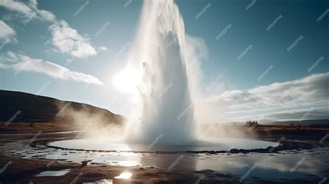 Premium Ai Image Famous Geyser Eruption In Iceland Big Geyser