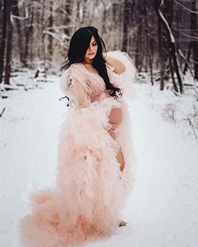 Bathgown Sexy Illusion Long Lingerie Tulle Robe Nightgown Bathrobe Sleepwear Bridal Robe Wedding