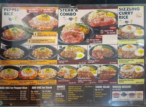 Carta Del Restaurante Pepper Lunch Express Pondok Indah Mall 1 Yakarta