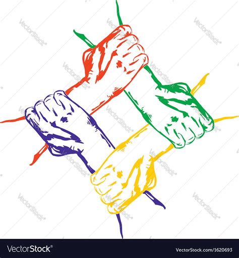 Hands holding each other in unity multiracial Vector Image