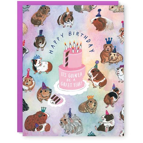 guinea pig birthday card party mouse studio