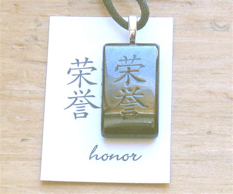 Honor Chinese Character Fused Glass Necklace Honour Chinese