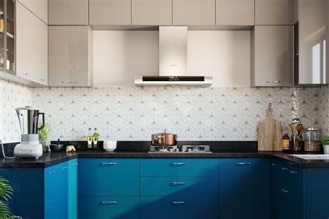 Ceramic White And Black High Gloss Kitchen Tile Design | Livspace