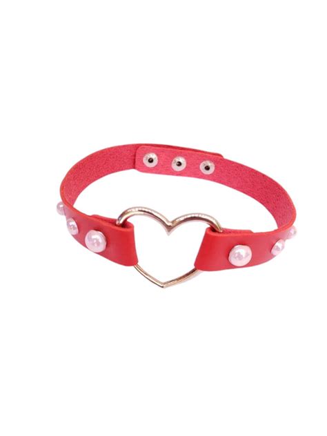 Ddlg Red Heart Choker Ketting Verstelbare Pet Play Heart Collar Sexy