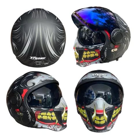 Casco Moto Xtrong Mate Negro Rojo Certifi 3 En 1 Desmontable Meses