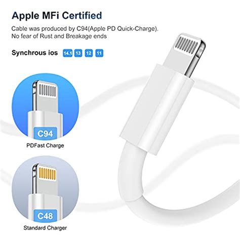 Paquet De C Bles Usb C Vers Lightning De Pieds De Long Apple Mfi