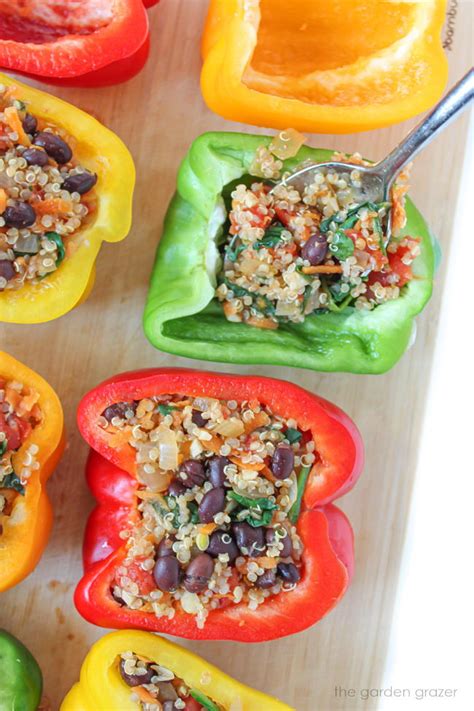 Vegetable Quinoa Stuffed Peppers Vegan The Garden Grazer