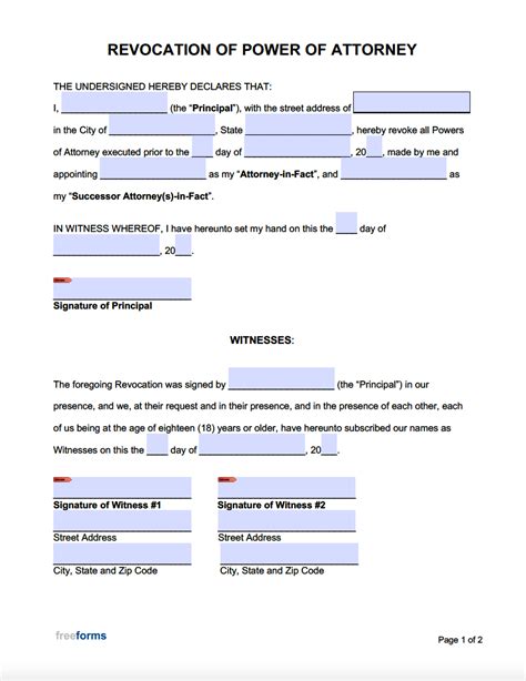 Free Printable Revocation Of Power Of Attorney Form Georgia Printable