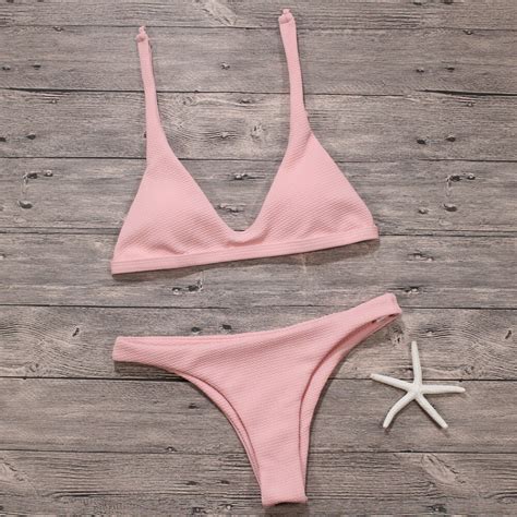 High Quality Pink Red Bikini Women Low Waist Brazilian Padded