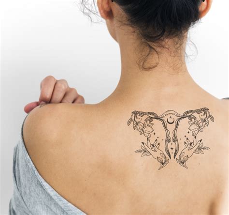 Delicate Floral Uterus Tattoo Inkstant