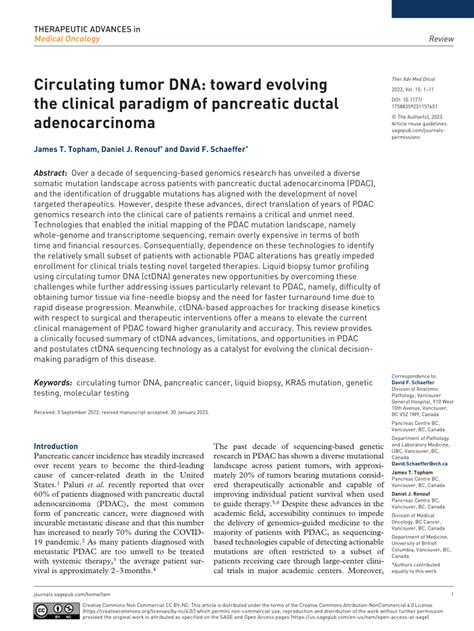 Pdf Circulating Tumor Dna Toward Evolving The Clinical Paradigm Of