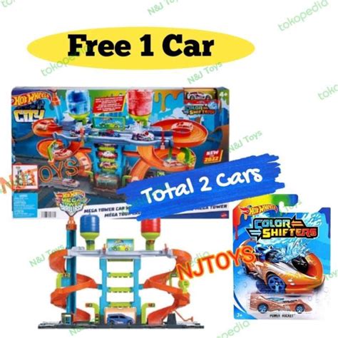 Promo Hot Wheels Track Mega Tower Car Wash Trackset Mobil Ganti Warna Diskon Di Seller