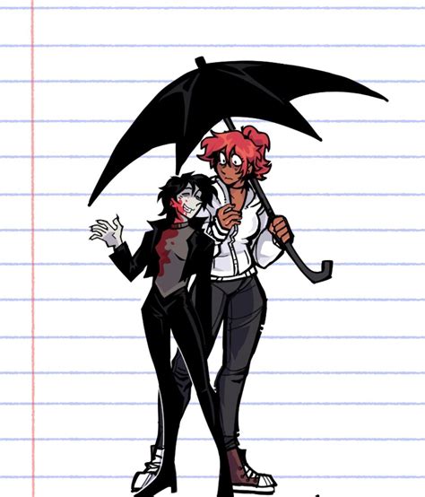 Two People Standing Under An Umbrella On Lined Paper