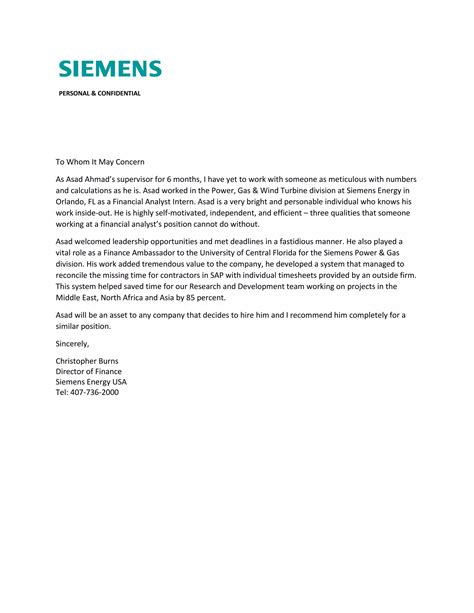 Recommendation Letter Siemens Pdf