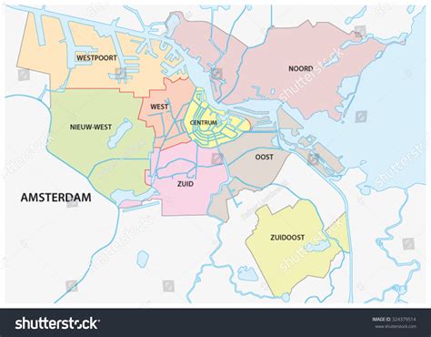 Amsterdam Administrative Map Stock Vector (Royalty Free) 324379514