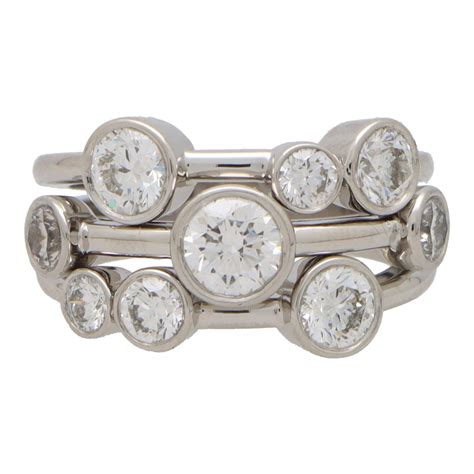 Contemporary Diamond Bubble Ring Set in Platinum 'Medium Model' For