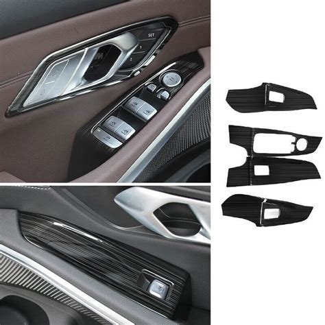 Door Window Lift Switch Cover Trim For Bmw Series G Black