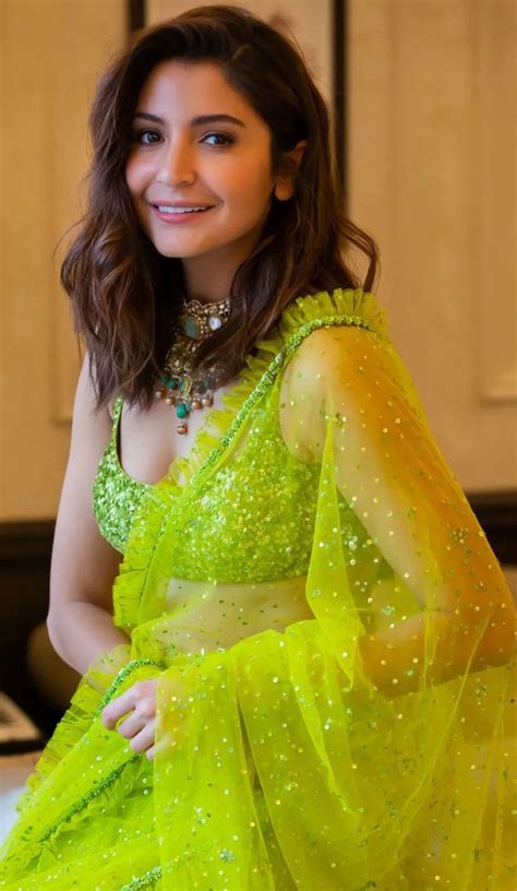 Anushka Sharma Is A Sight To Behold In A Lime Green Tulle Saree For Diwali