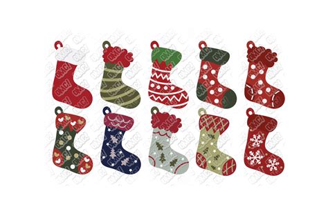 Christmas Stocking SVG Monogram in SVG, DXF, PNG, JPG, EPS (110301 ...