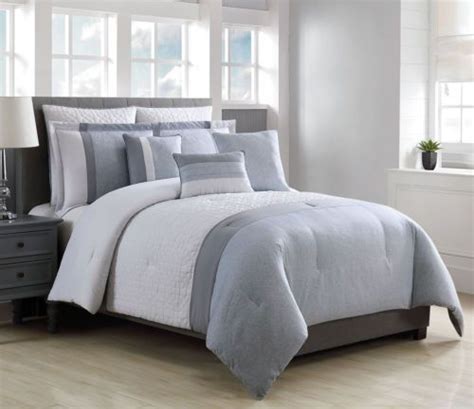 12 Piece Ally Blue Gray White Bed In A Bag Set White Bedding Light