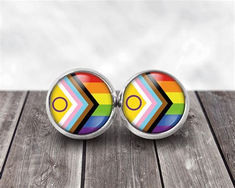 Lgbtqia Gay Pride Flag With Intersex Flag Stud Earrings Mm Lgbtq