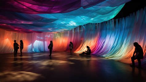 An Immersive Room Installation With Walls Of Cascading Fabric Strips