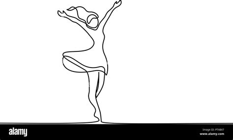 Continuous One Line Drawing Happy Woman Stretching Vector