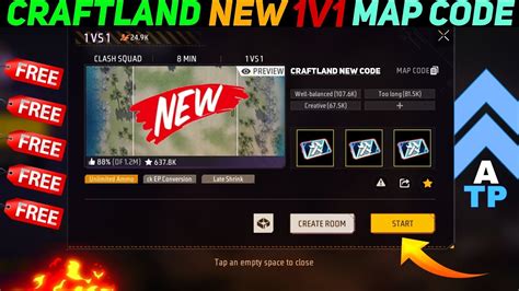 Craftland New 1v1 Map Code Free Fire New Craftland Map Codes