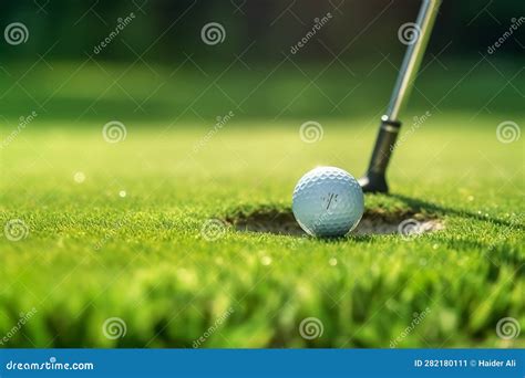 Close Up Of A Golf Club Striking A Ball Generative Ai Stock Illustration Illustration Of