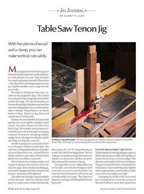 Jig Journal: Table Saw Tenon Jig Digital Download – Popular Woodworking