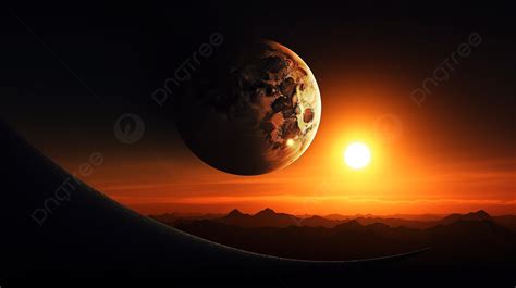 The Planet Of Moon In Our Sunset Landscape Desktop Wallpaper Background