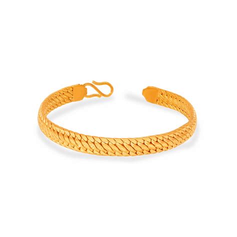 Classic Matte Finished And Detailed 22KT Gold Bracelet For Men