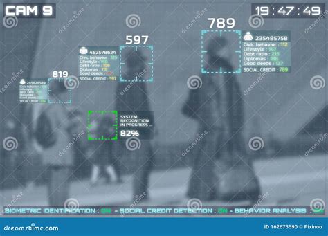 Screen of Cctv Cameras with Facial Recognition and Social Credit ...