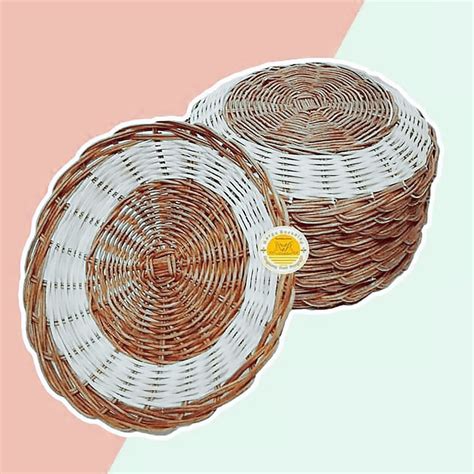 Rattan Plate Set Of 4 Natural Rattan Plate Handmade Eco Etsy