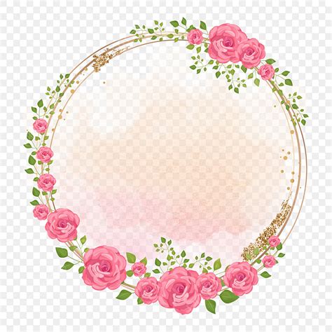 Moldura De Casamento Elegante Flores Em Aquarela Rosa Png Flor