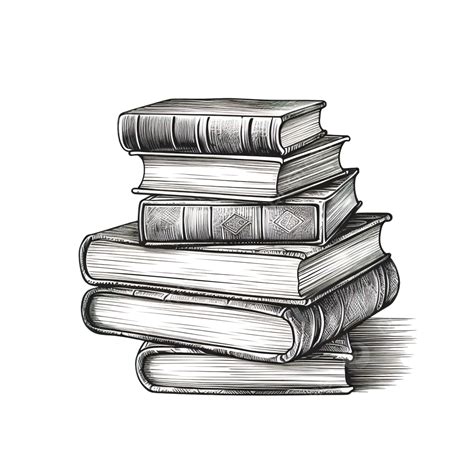 Stack Of Books Line Drawing Book Stack Of Books Paper Png