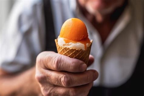 Captura Aproximada De Um Homem Segurando Uma Casquinha Uma